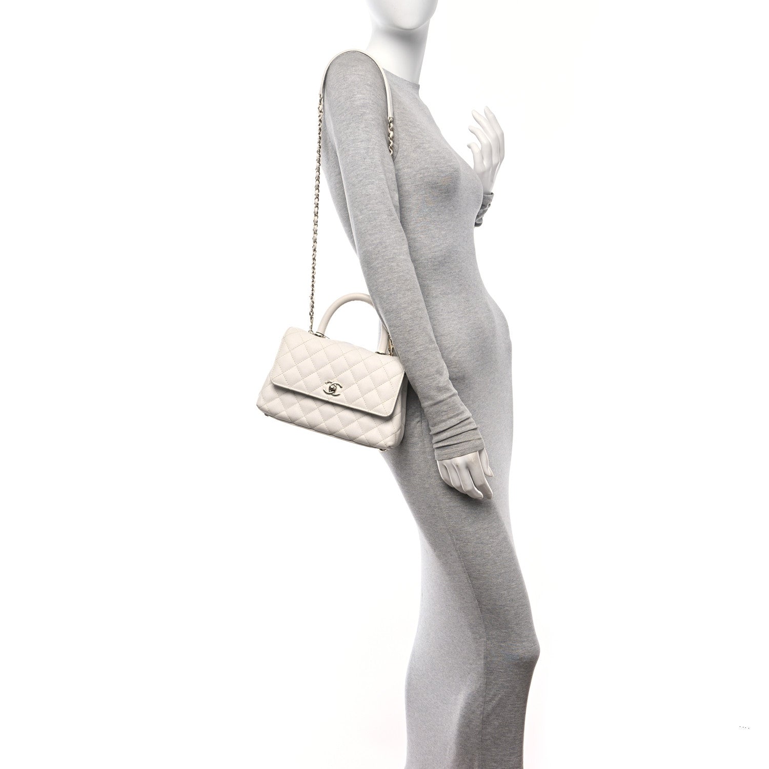 Chanel Caviar Quilted Mini Coco Handle Flap White 2 of 10