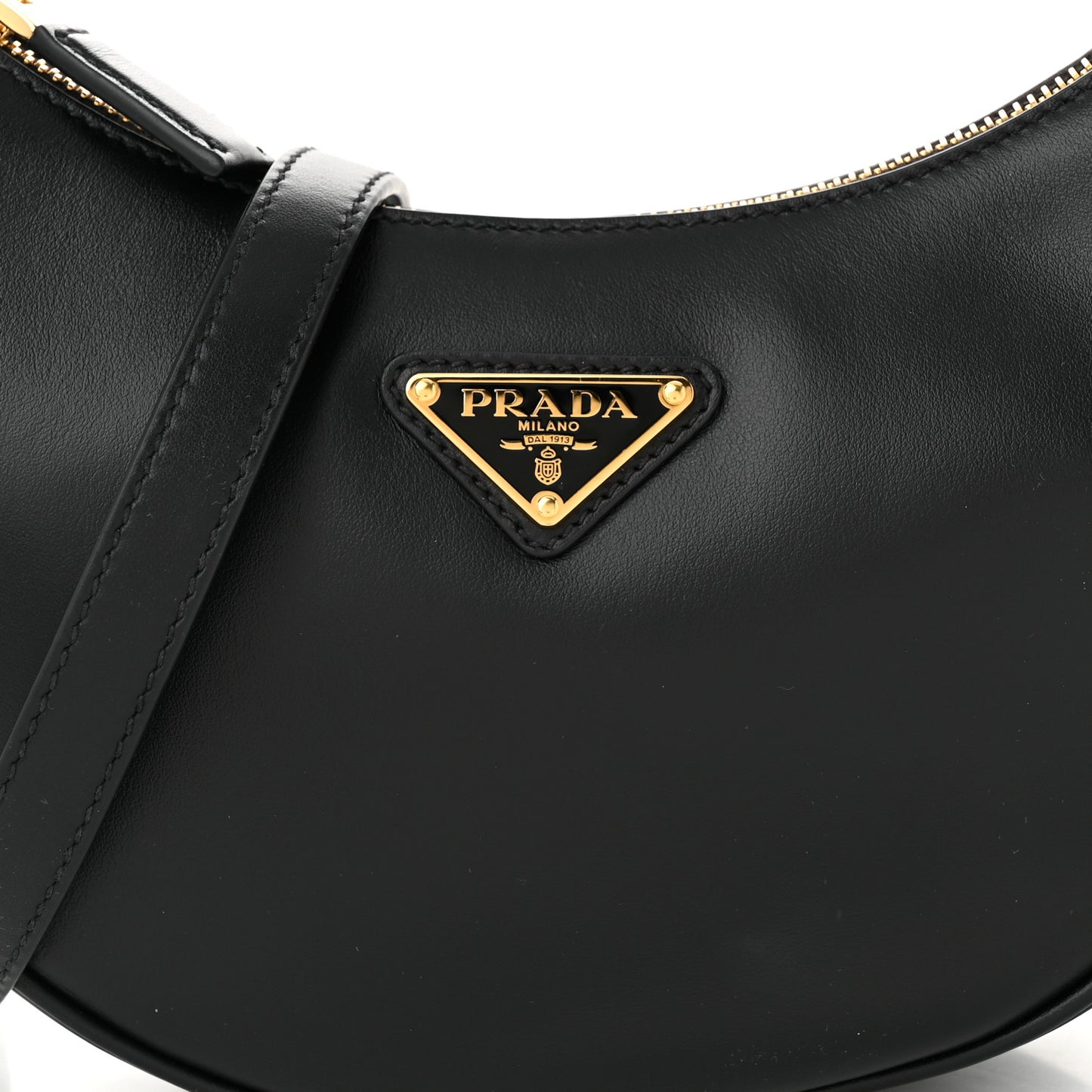 Soft Calfskin Arque Shoulder Bag Black