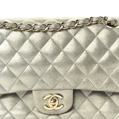 Chanel Iridescent Calfskin Quilted Medium Double Flap  Silver 6 of 9