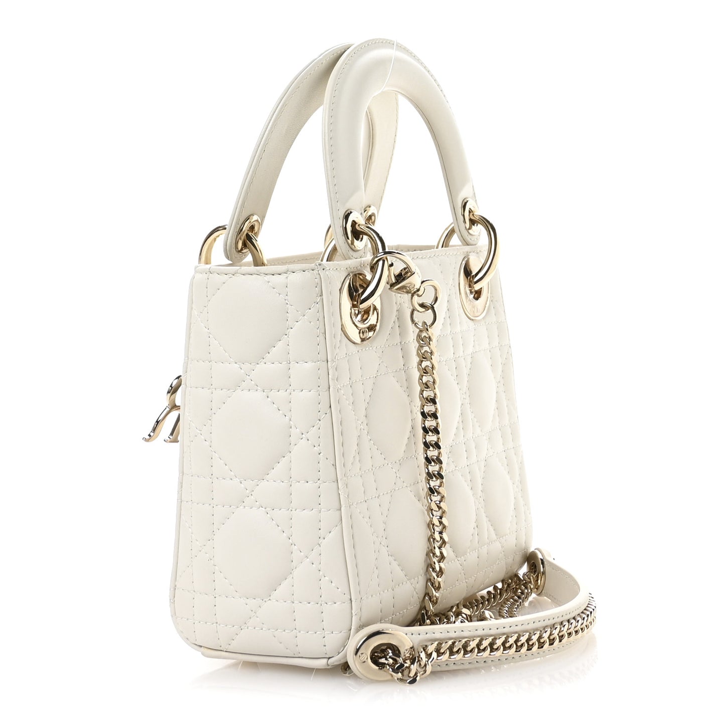 Lambskin Cannage Mini Lady Dior White