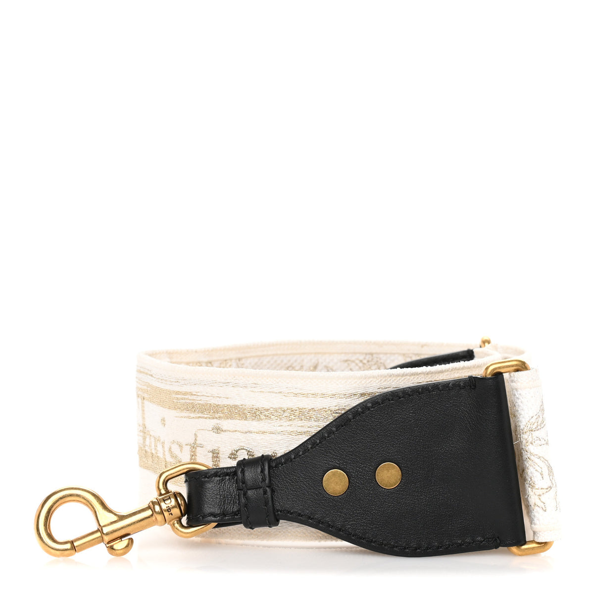 Canvas Embroidered Shoulder Strap Beige Black