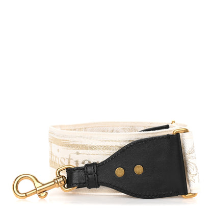Christian Dior Canvas Embroidered Shoulder Strap Beige Black 1 of 3