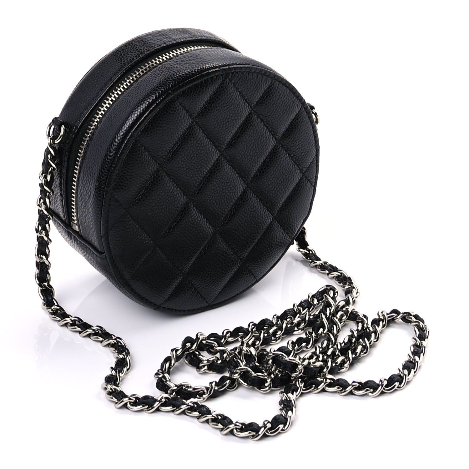 Chanel Caviar Quilted Round Clutch With Chain  Black 2 of 8