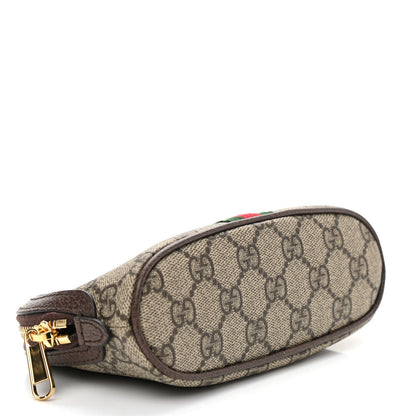 Gucci GG Supreme Monogram Textured Calfskin Web Medium Ophidia Cosmetic Case Beige Ebony New Acero 4 of 8