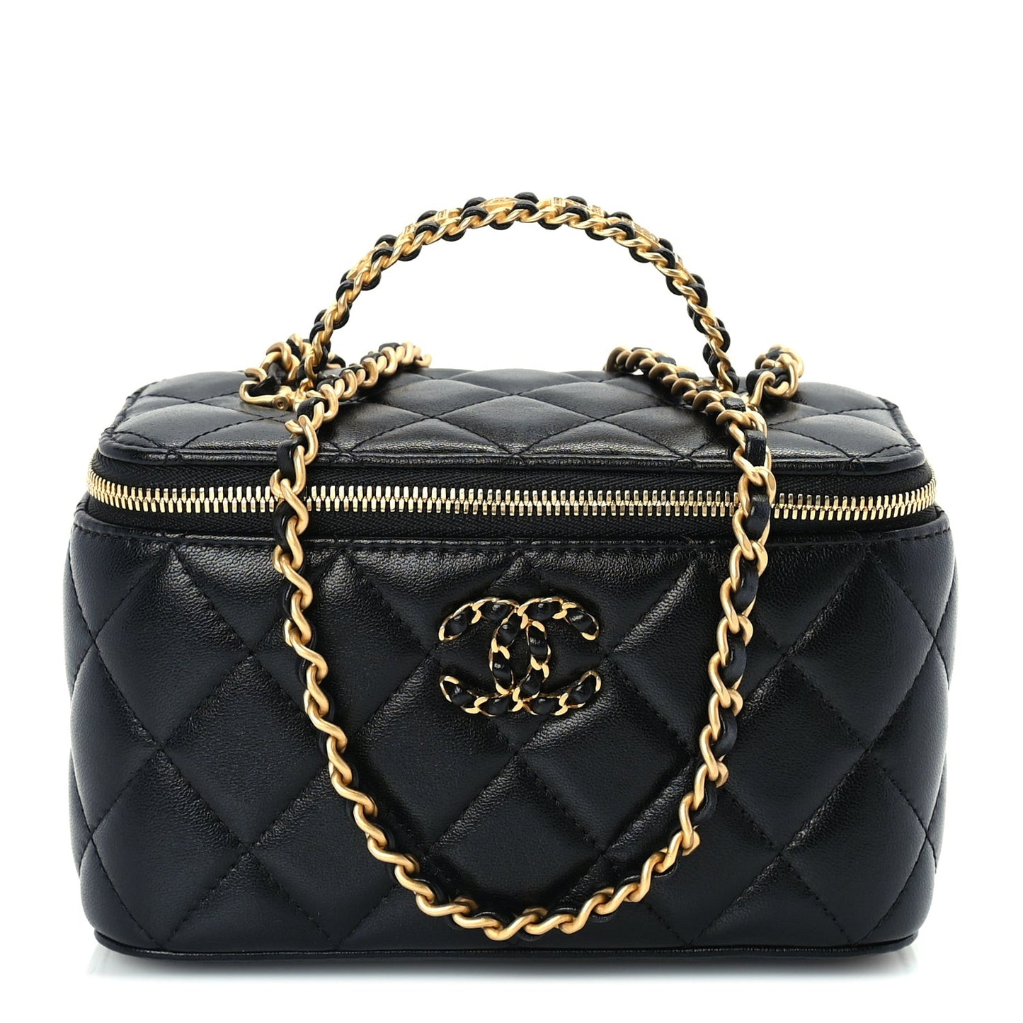Lambskin Quilted 19 Pick Me Up Vanity Case  Black