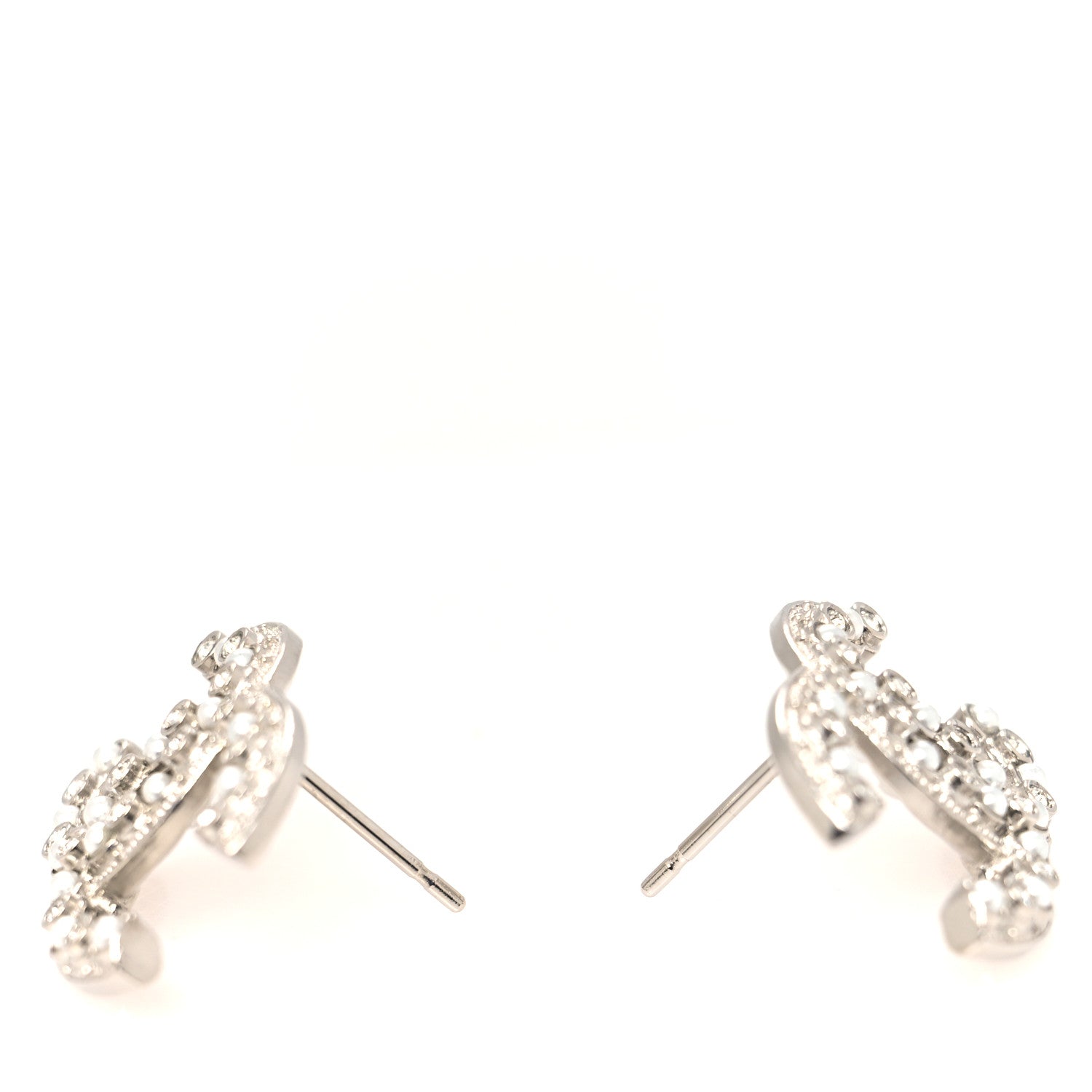 Chanel Crystal Pearl CC Earrings Silver 3 of 4
