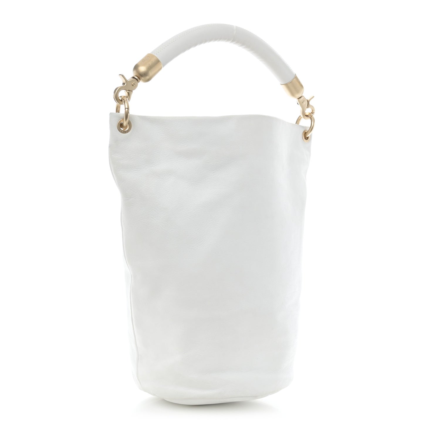 Calfskin CC Bucket Hobo White