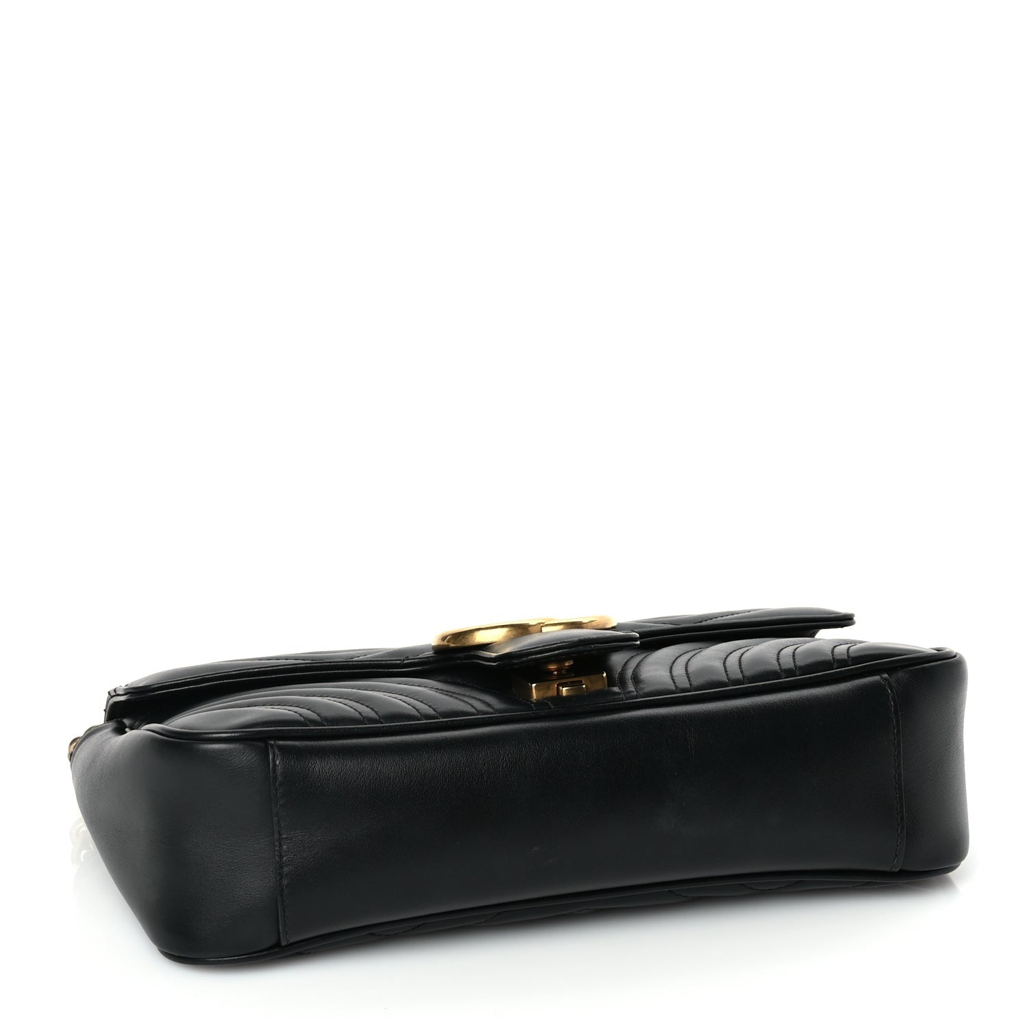 Gucci Calfskin Matelasse Small GG Marmont Shoulder Bag Black 3 of 8