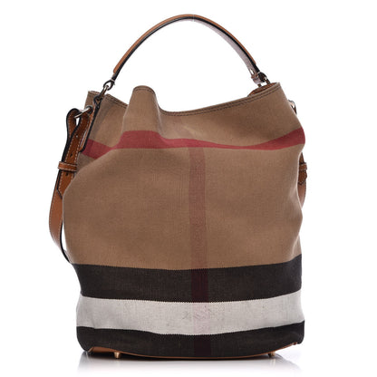 Burberry Canvas Mega Check Medium Ashby Hobo Saddle Brown 1 of 10