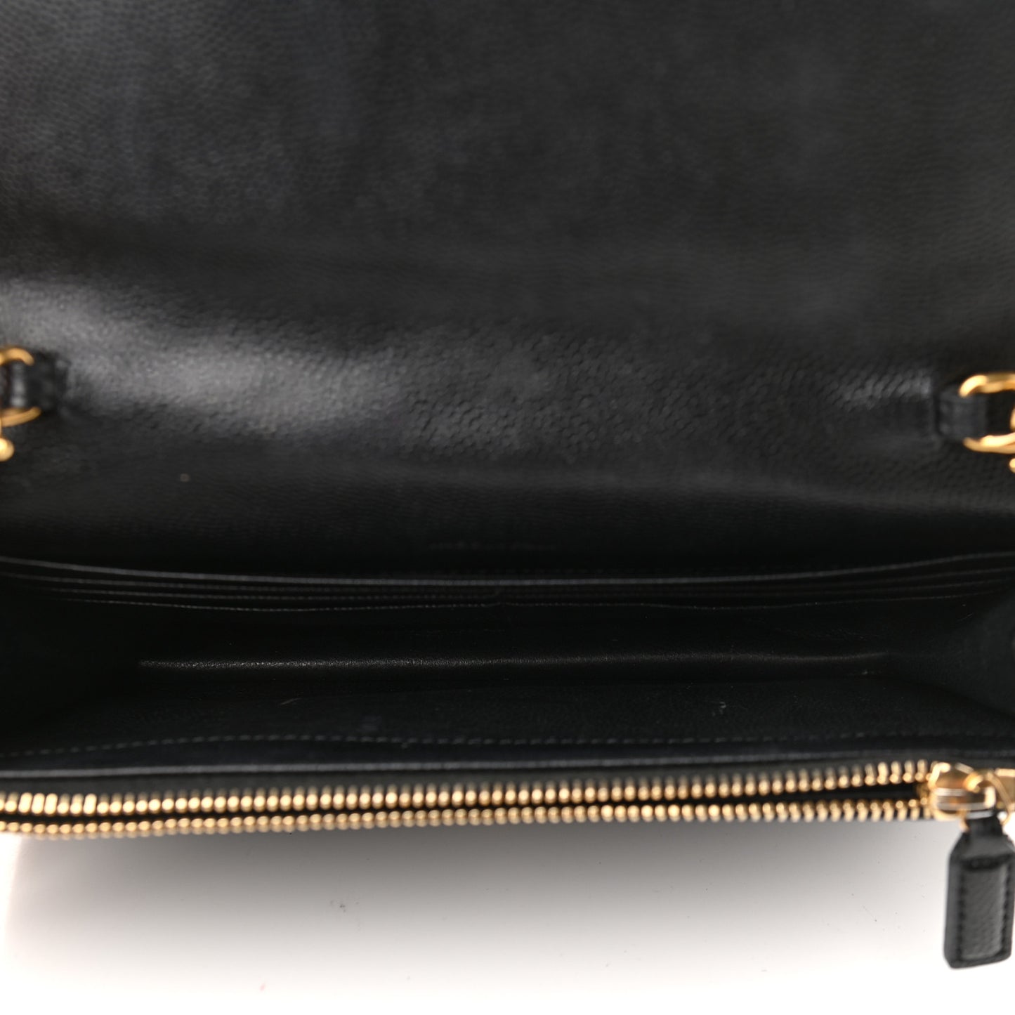 Grain De Poudre Matelasse Chevron Monogram Envelope Chain Wallet Black