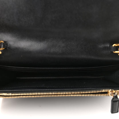 Saint Laurent Grain De Poudre Matelasse Chevron Monogram Envelope Chain Wallet Black 5 of 12