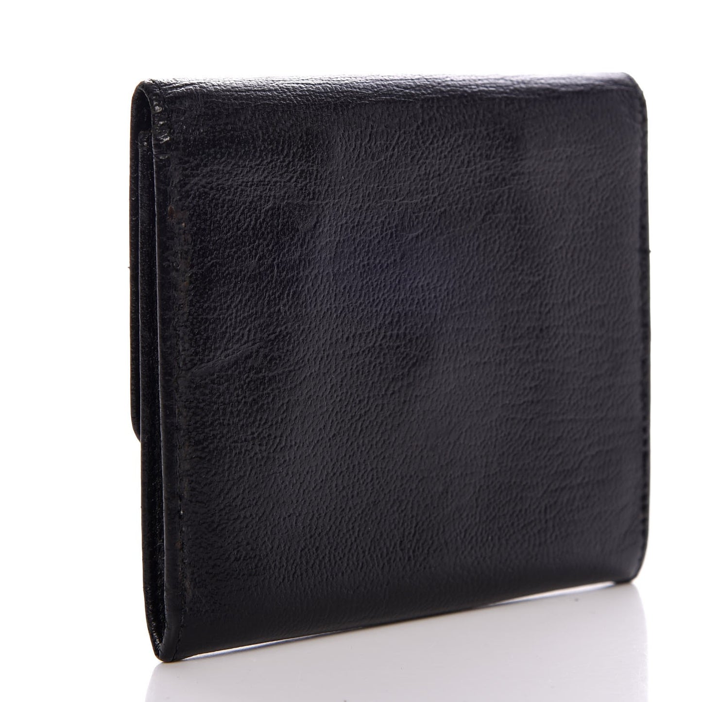 Goatskin Compact CC Flap Wallet Black
