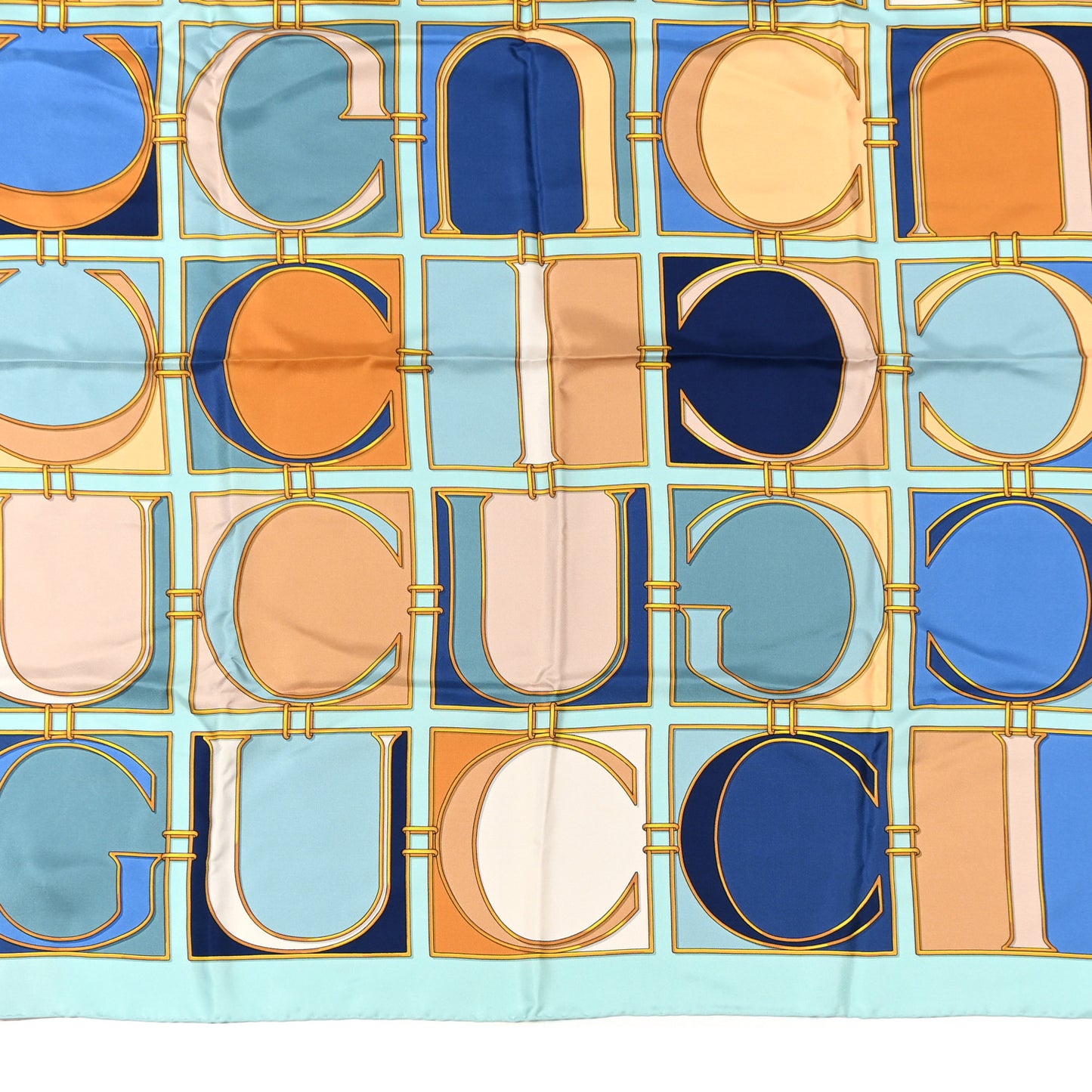 Silk Twill Monogram Fully Square Scarf Bluette