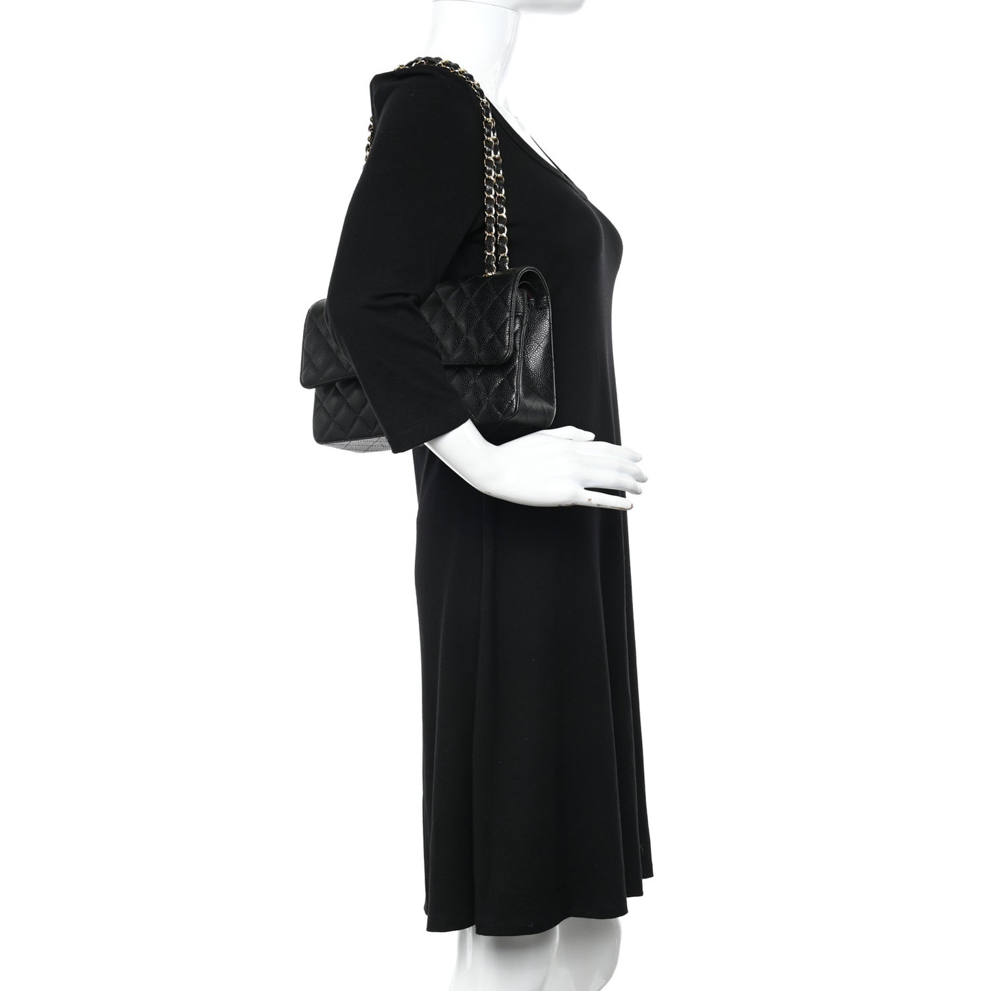 Caviar Quilted Medium Double Flap Black