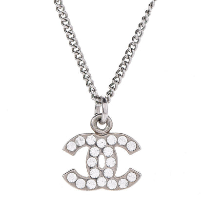 Chanel Crystal Timeless CC Necklace Silver 4 of 6