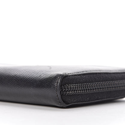 Prada Saffiano Metal Zip Around Wallet Black 9 of 15