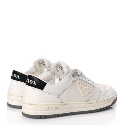 Prada Vitello Sport Spazzolato Rois Rubber Triangle Logo Perforated Womens District Low Top 30mm Sneakers 36.5 White 5 of 9