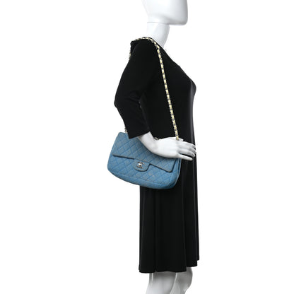 Chanel Neoprene Quilted Medium Single Flap Blue 2 of 10