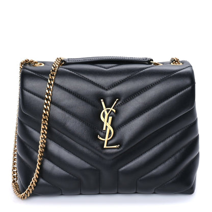 Saint Laurent Calfskin Y Quilted Monogram Small Loulou Chain Satchel  Black 1 of 7
