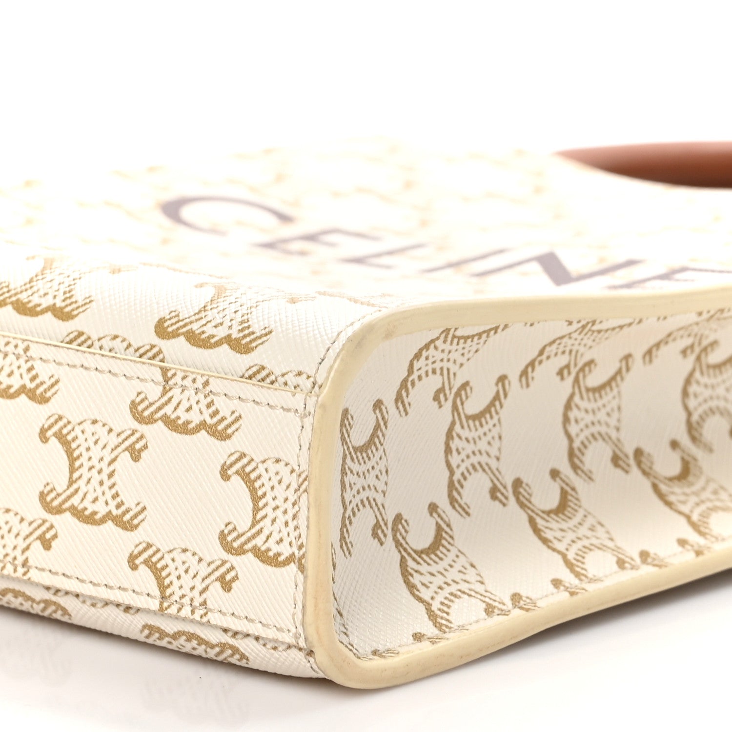 Celine Triomphe Canvas Calfskin Mini Vertical Cabas White 8 of 8