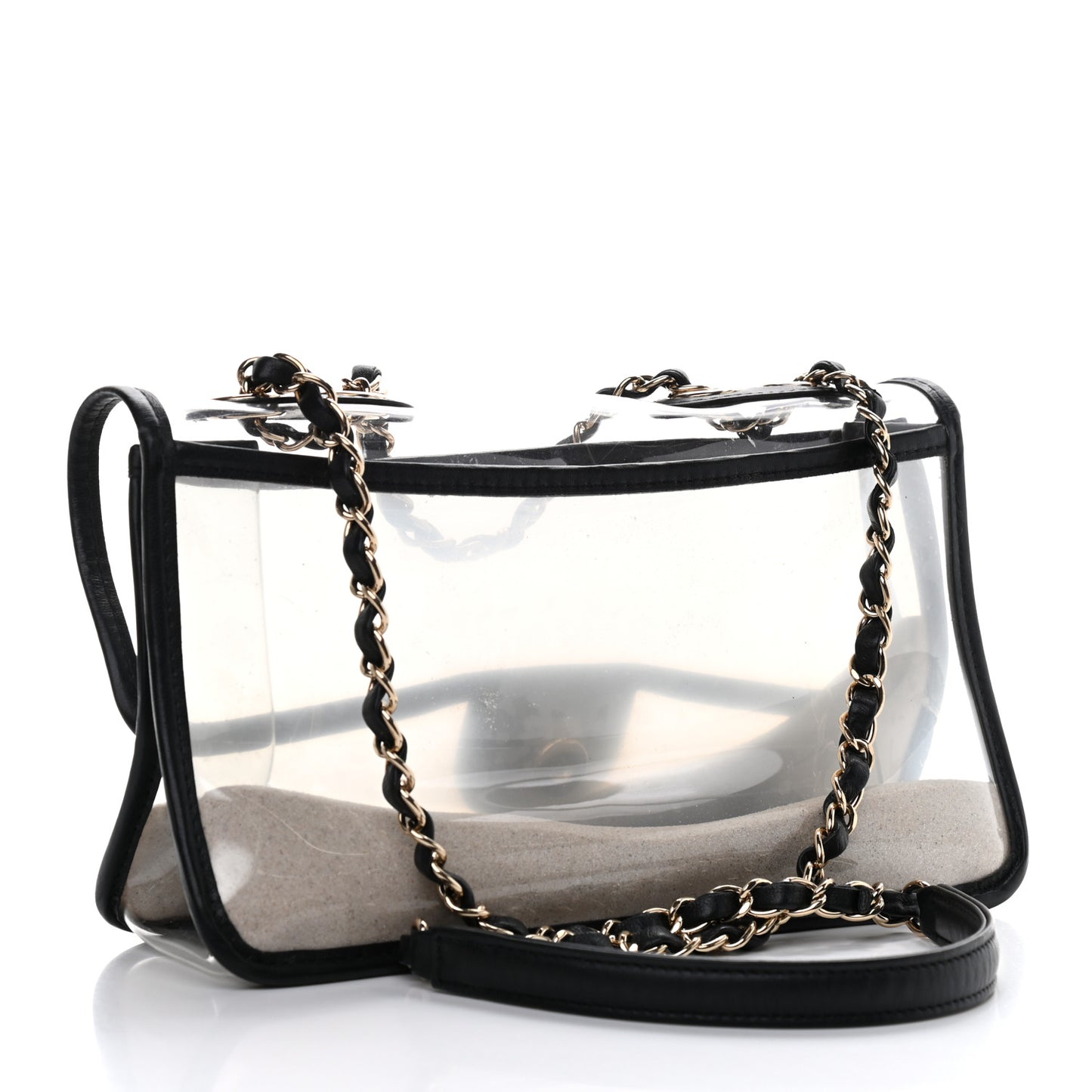 Lambskin PVC Medium Coco Sand Flap Black