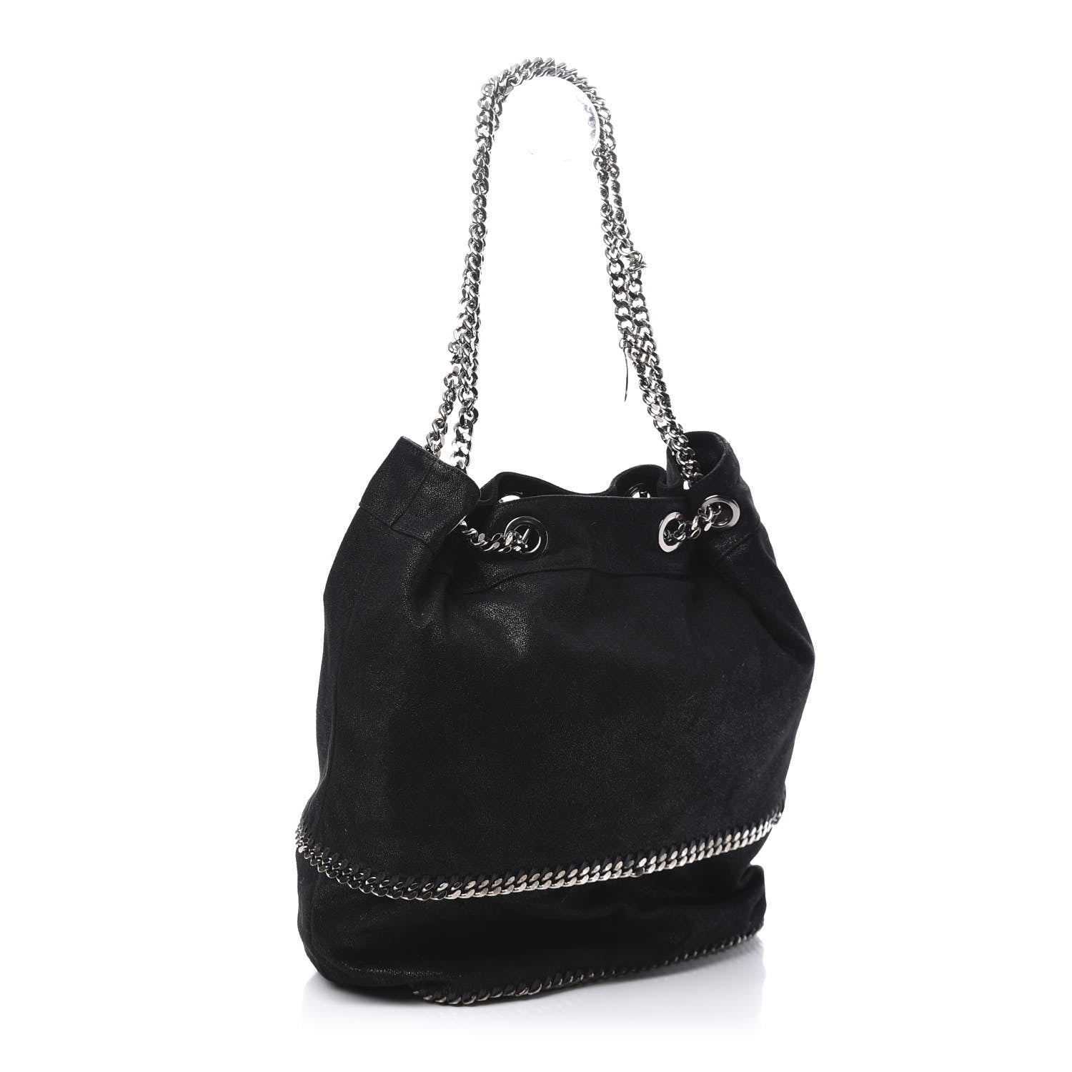 Stella McCartney Chamois Shiny Dotted Falabella Bucket Bag Ruthenium 3 of 9