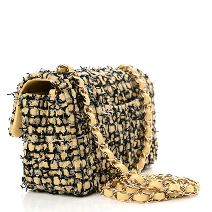 Chanel Tweed Quilted Mini Rectangular Flap Yellow Black 3 of 11