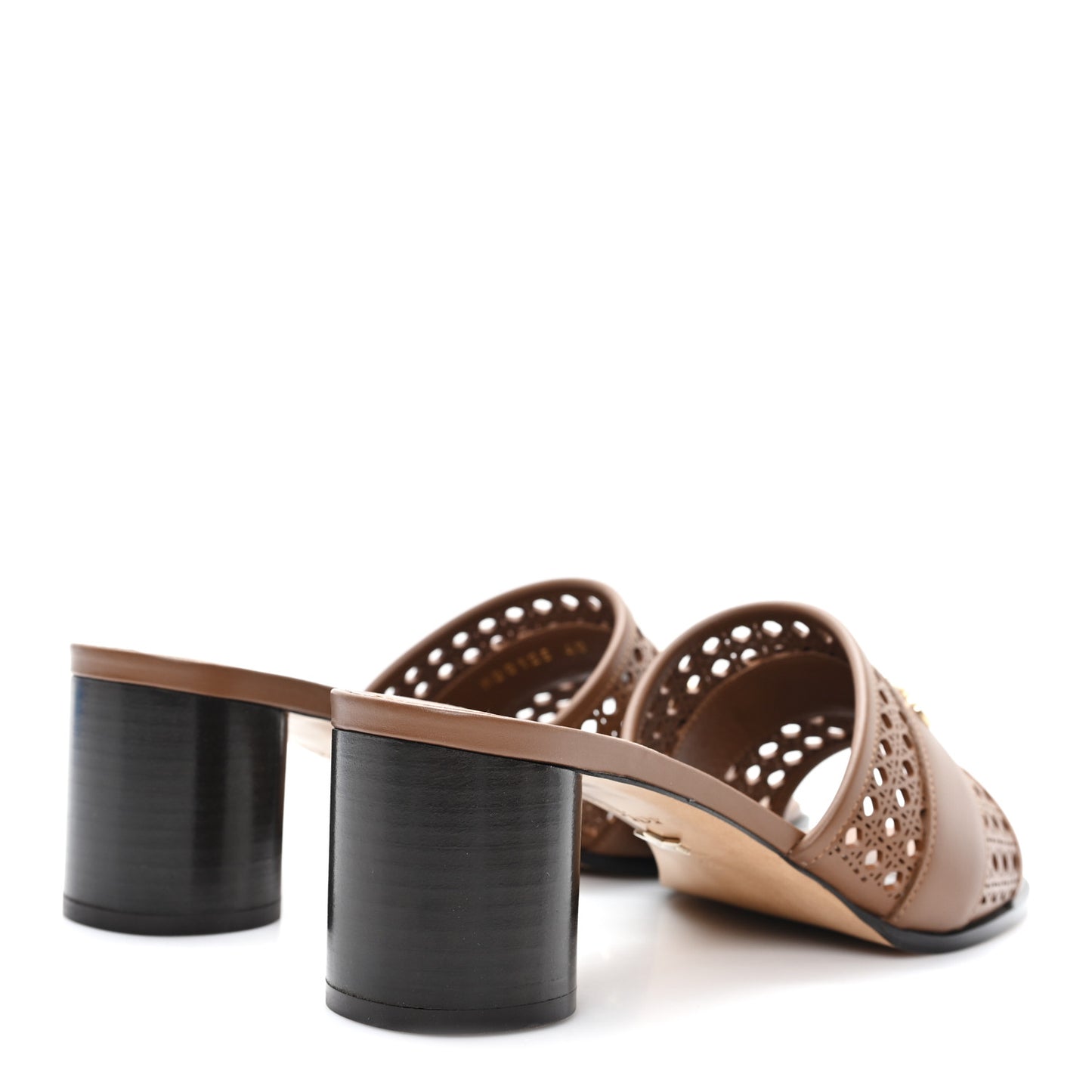 Calfskin Lambskin Micro Cannage D-Lane Pump Slide Sandals 40 Camel