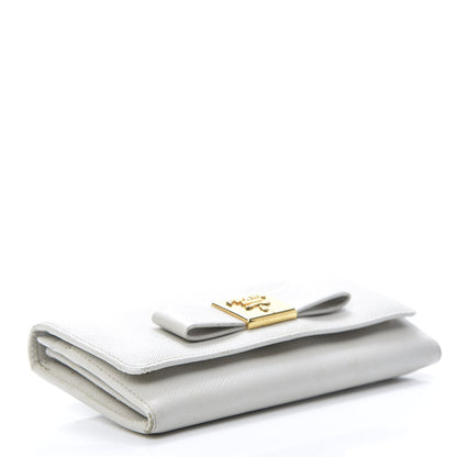 Prada Saffiano Bow Continental Wallet Talco 4 of 17