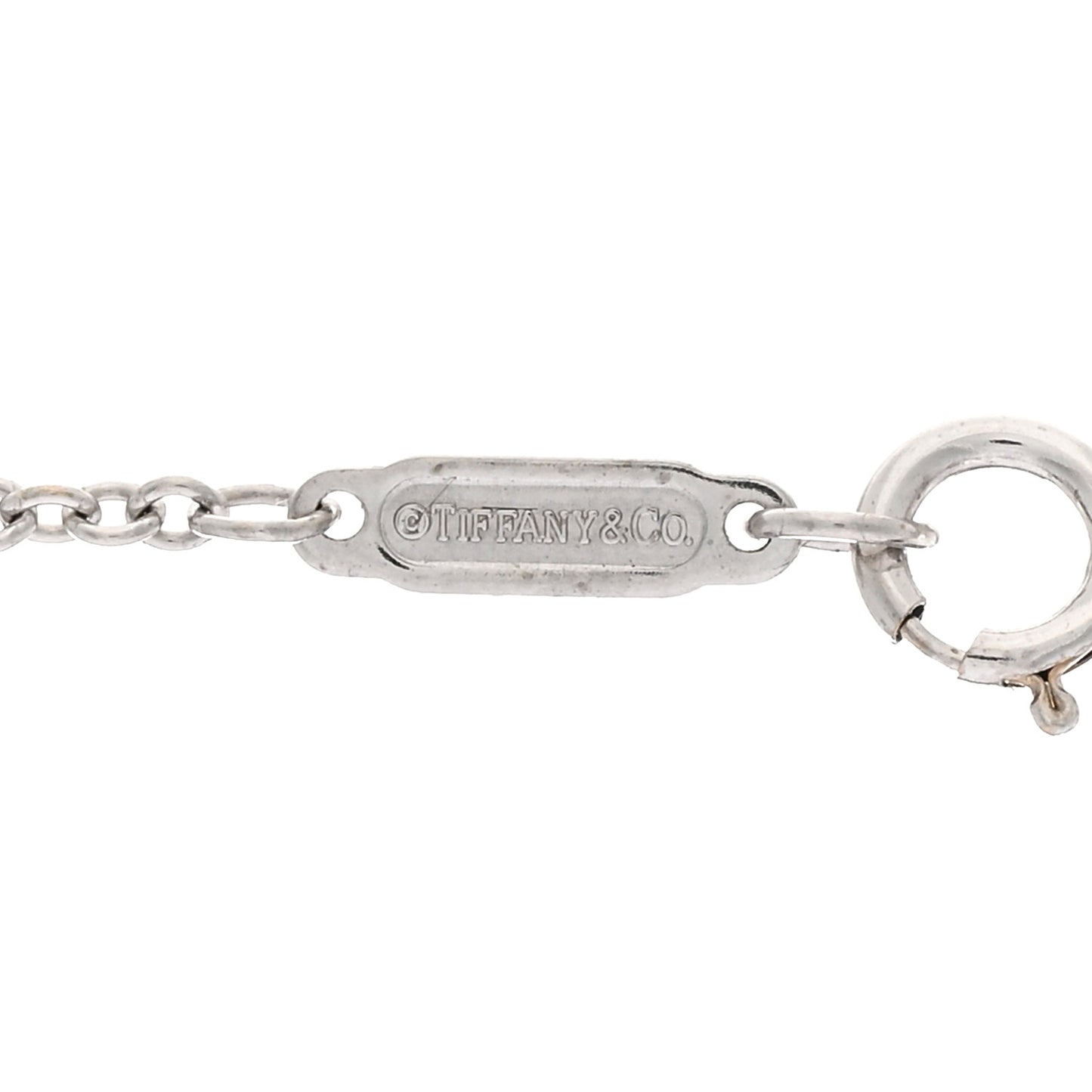 18K White Gold Diamond Mini Heart Key Charm Pendant Link Necklace