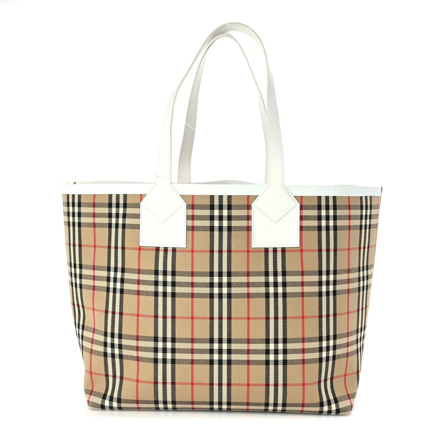 Cotton Vintage Check Medium London Tote Bag  Briar Brown White