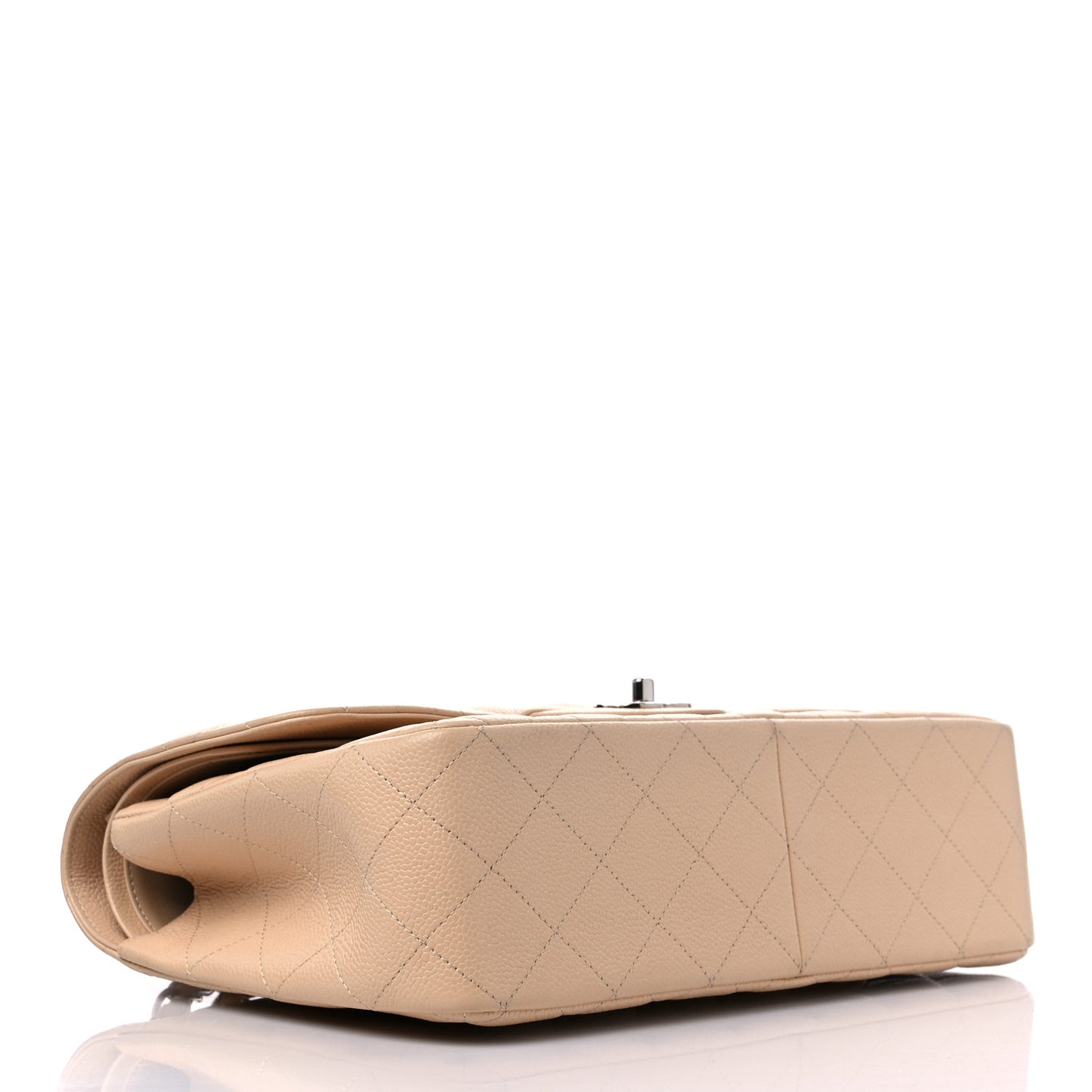 Caviar Quilted Jumbo Double Flap Beige Clair