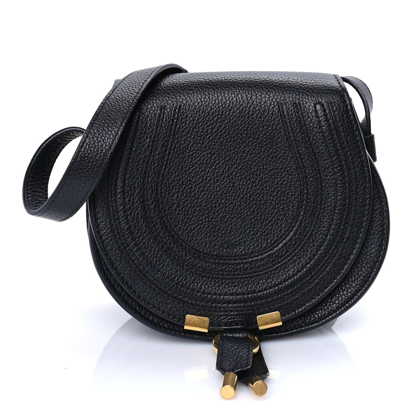 Calfskin Mini Marcie Round Crossbody Bag  Black