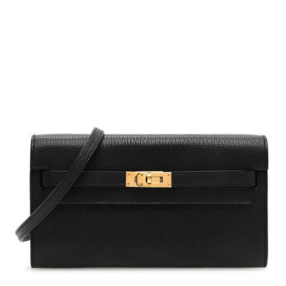 Hermes Chevre Mysore Kelly Wallet To Go Black 1 of 11