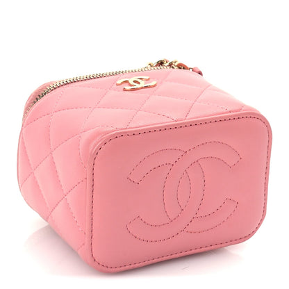 Chanel Lambskin Quilted Top Handle Mini Vanity Case With Chain Pink 3 of 9