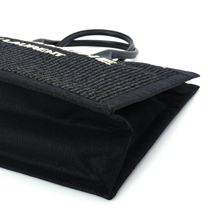 Saint Laurent Raffia Linen Calfskin Rive Gauche Tote  Black 8 of 8