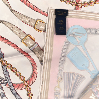 Louis Vuitton Silk Mix and Straps Square 90 Scarf Beige 3 of 3