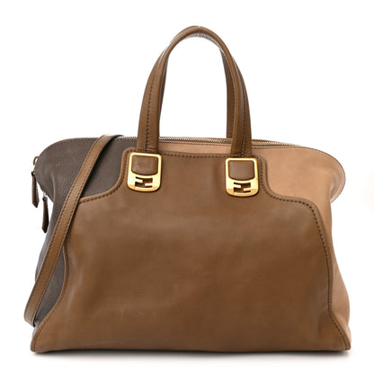 Fendi Capra Vitello Saddle Colorblock Large Chameleon Tote Grigio 1 of 15