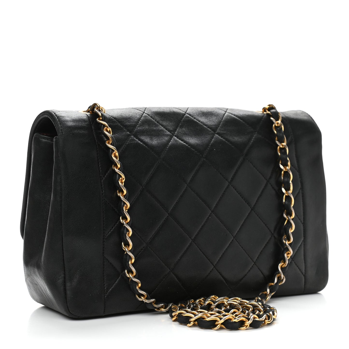 Lambskin Quilted Medium Single Flap Black