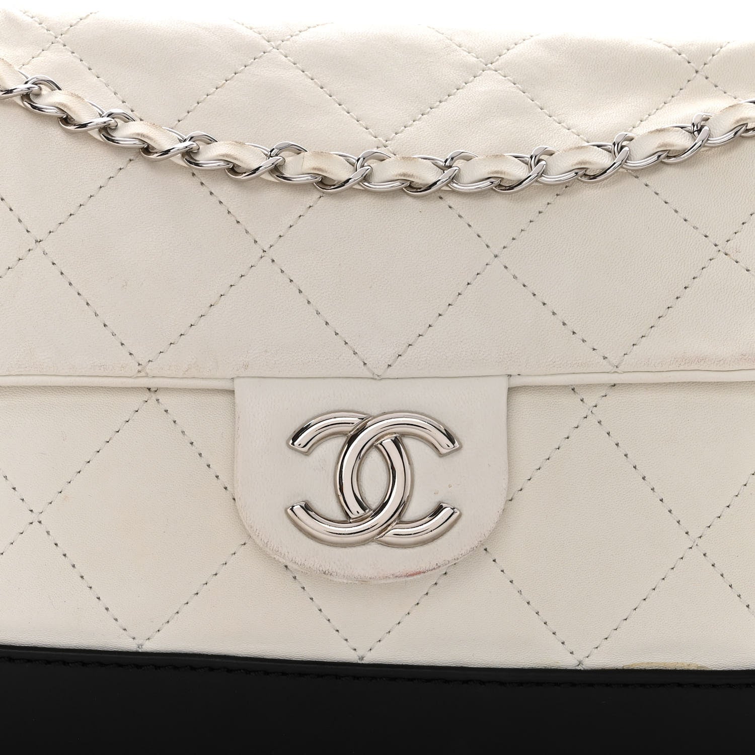 Chanel Calfskin Quilted VIP Flap White Black 8 of 16