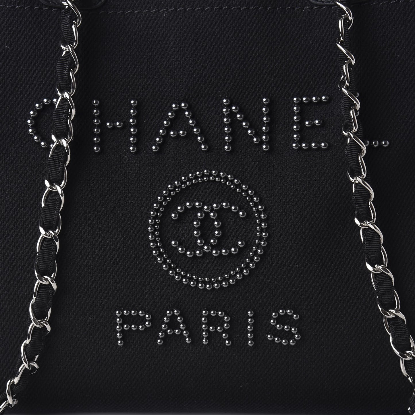 Canvas Pearl Medium Deauville Tote Black