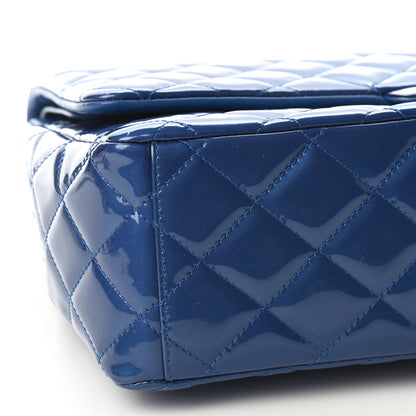Chanel Patent Quilted Maxi Double Flap Blue 7 of 8