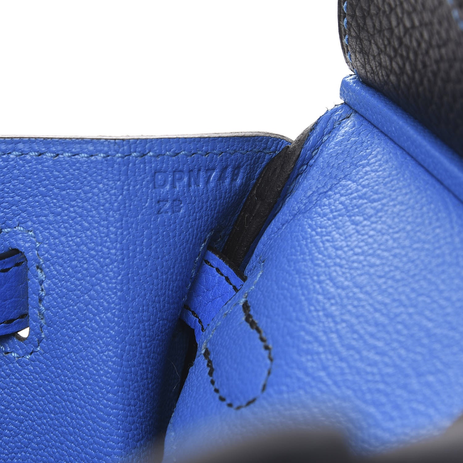 Hermes Taurillon Clemence Horseshoe Birkin 25 Black Bleu Hydra 7 of 10