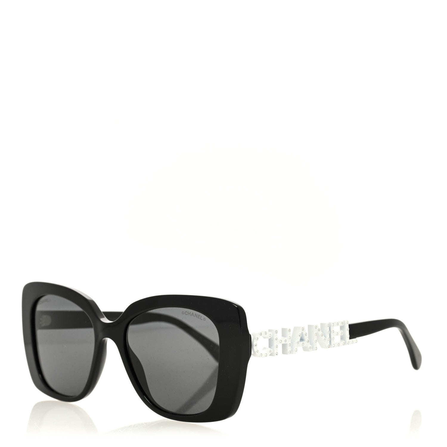 Chanel Acetate Strass Square Sunglasses 5422-B-A Black White 1 of 8
