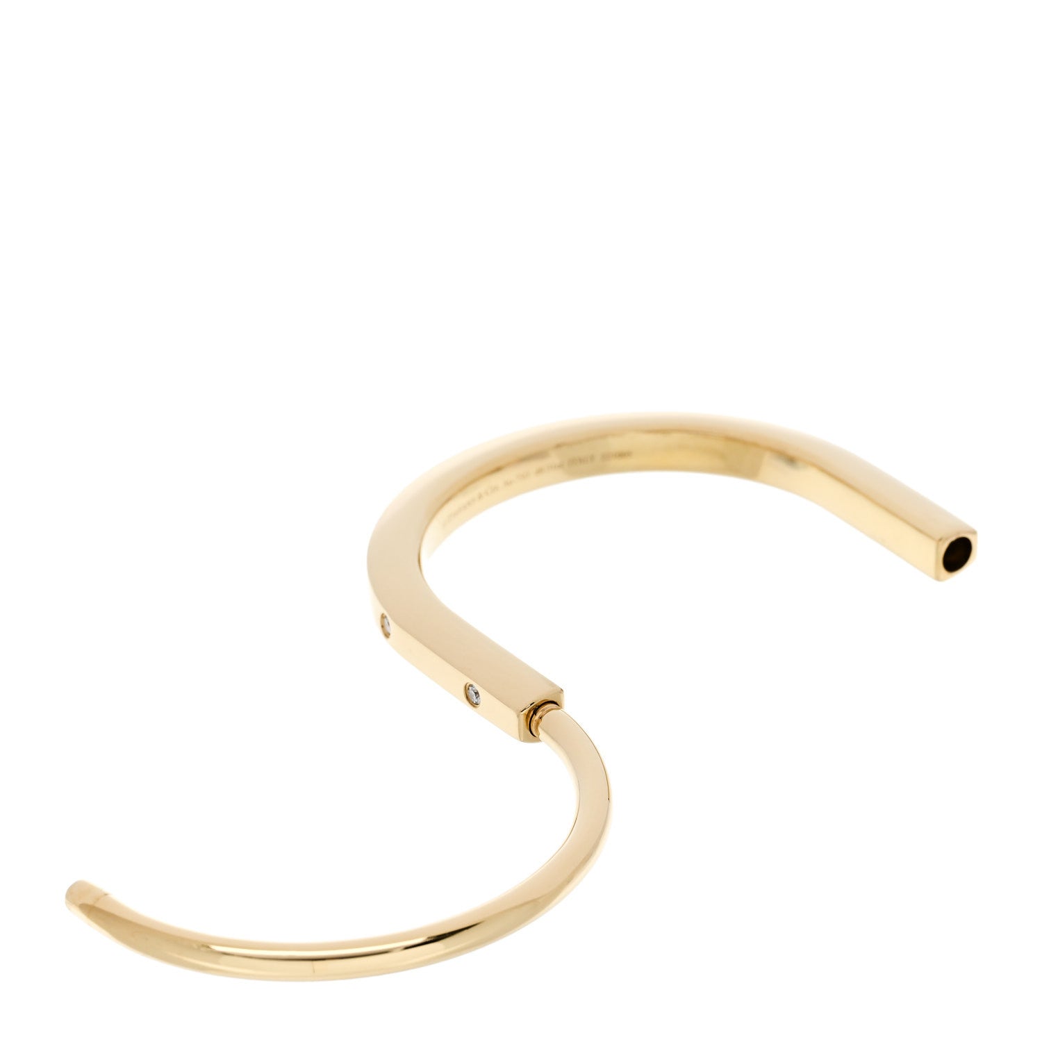 Tiffany 18K Yellow Gold Diamond Tiffany Lock Bangle Bracelet 4 of 6