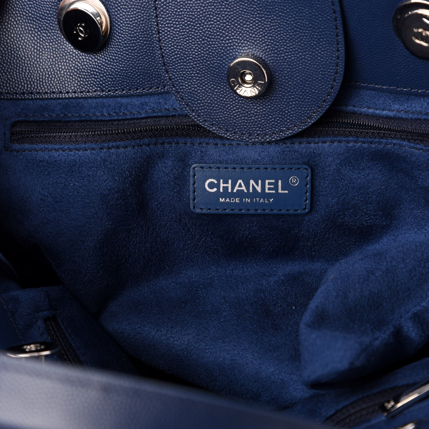 Chanel Caviar Small Studded Deauville Tote Navy 6 of 8
