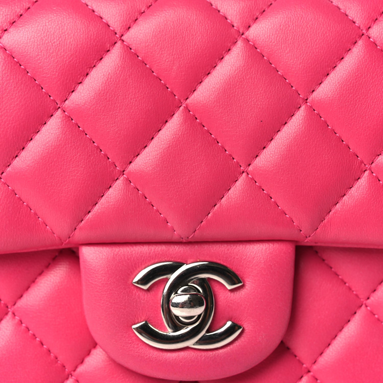 Chanel Lambskin Quilted Mini Rectangular Flap Dark Pink 7 of 9