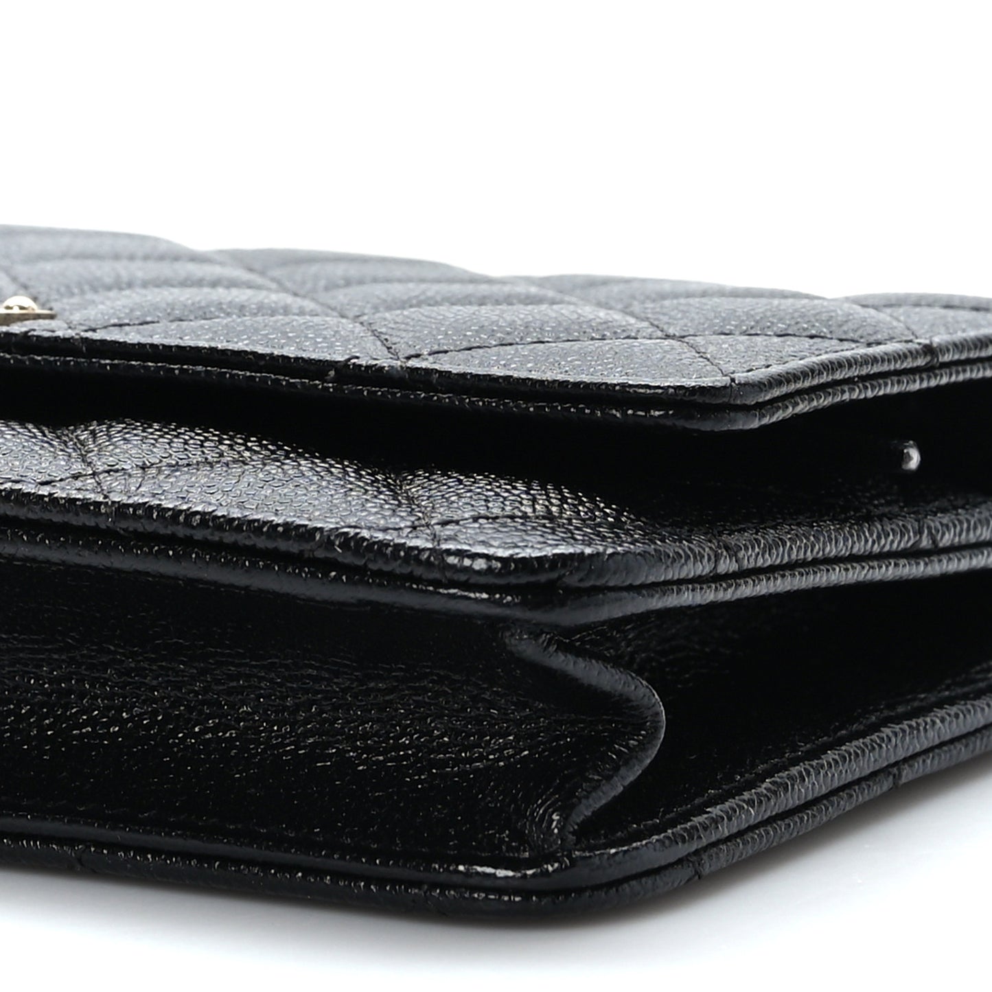 Caviar Quilted Golden Class Wallet On Chain WOC Black