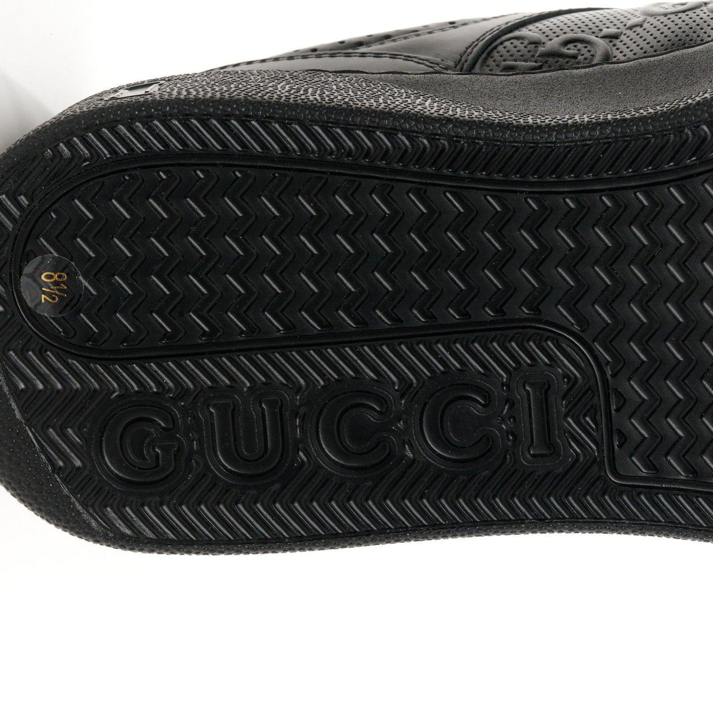 Calfskin GG Tennis Embossed Perforated Mens Interlocking G 55mm Sneakers 8.5 Black