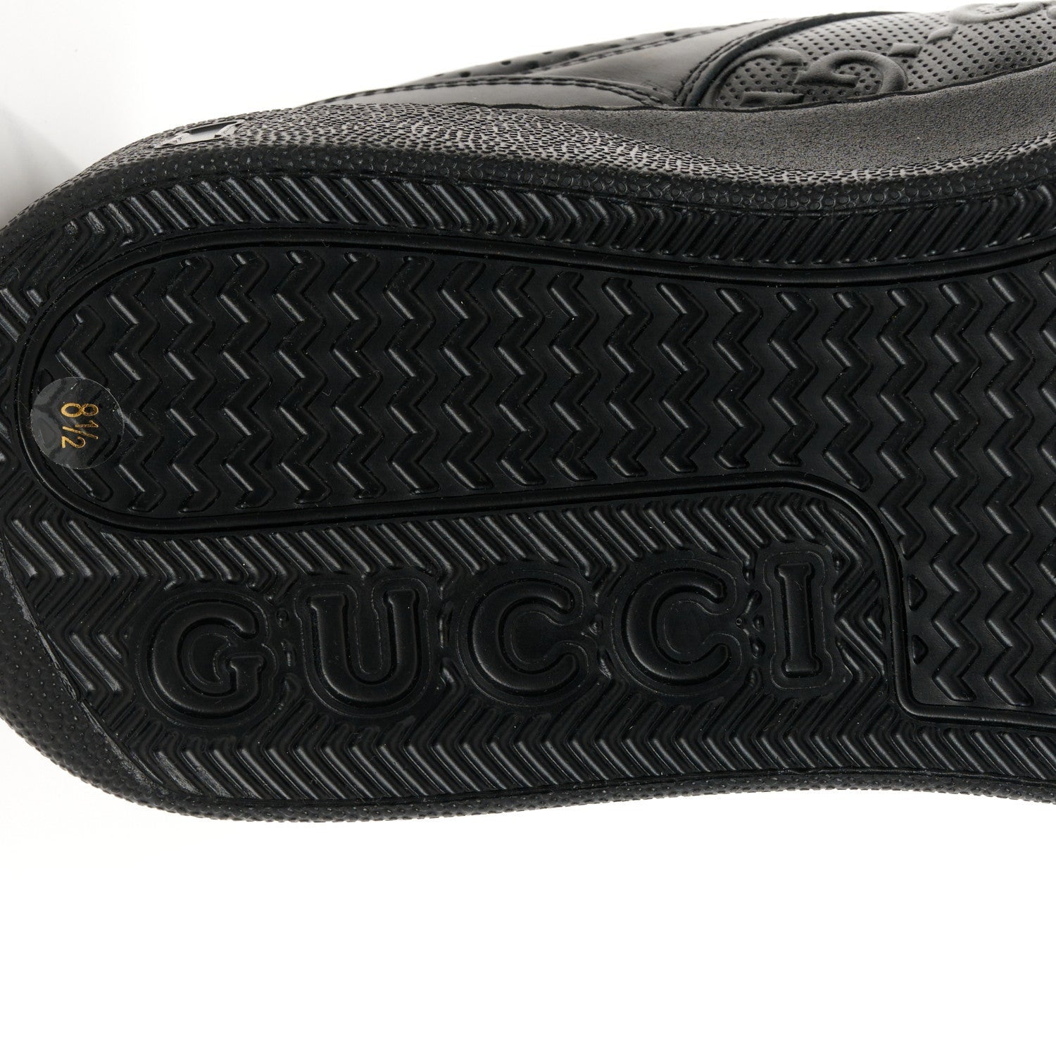 Gucci Calfskin GG Tennis Embossed Perforated Mens Interlocking G 55mm Sneakers 8.5 Black 7 of 7